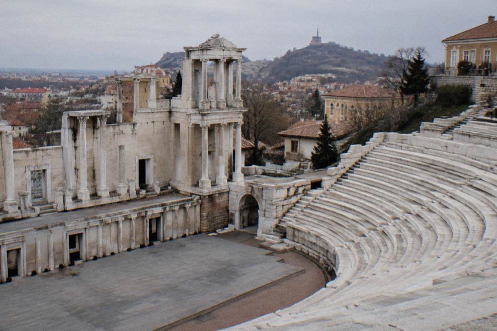 Marble rows of the Ancient Theatre of Philippopolis seen from the stage