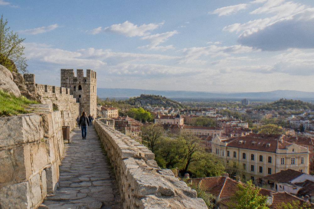 Ancient dressed stone blocks of the fortress wall on Nebet Tepe in Plovdiv