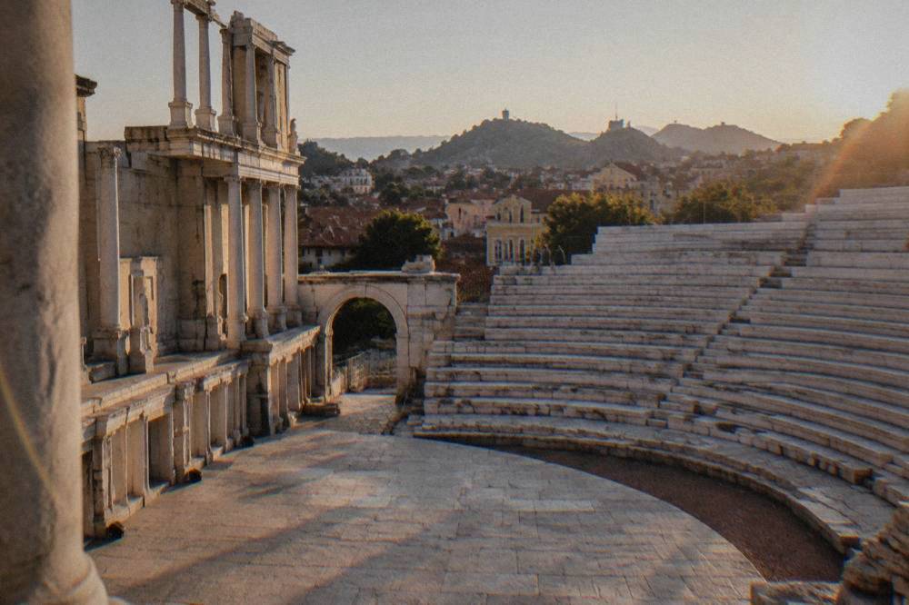 Marble rows of the Ancient Theatre of Philippopolis seen from the stage