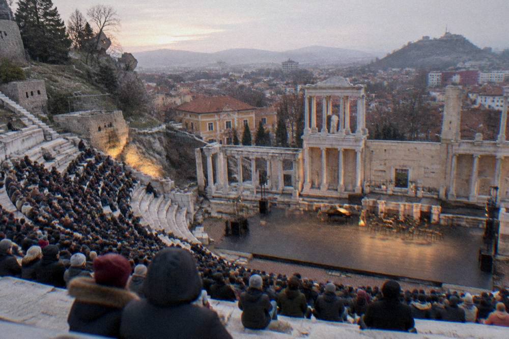 Evening concert crowd seated in the Ancient Theatre of Philippopolis