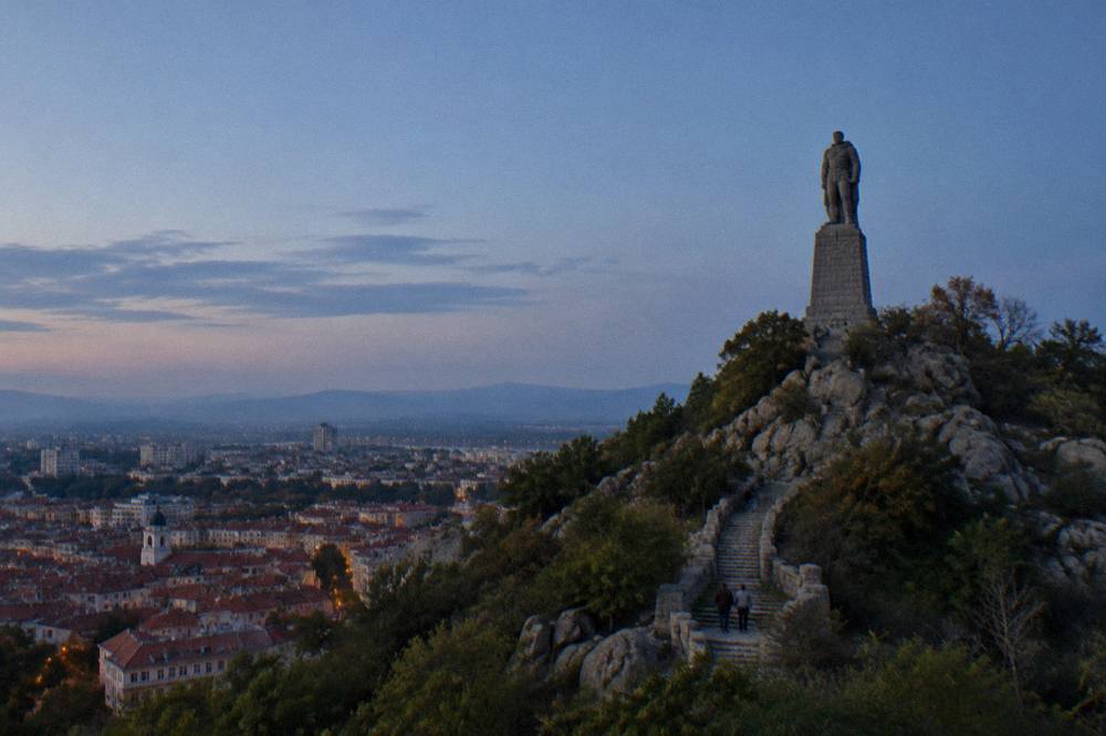 Alyosha monument on Bunardzhik hill above the rooftops of Plovdiv