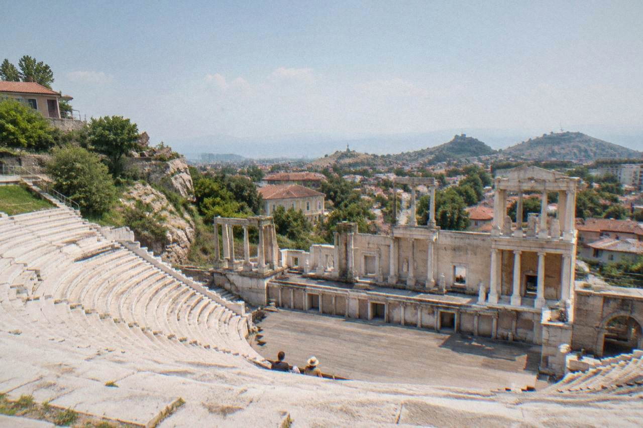 The Ancient Theatre of Philippopolis in Plovdiv with its marble rows of seats facing the stage